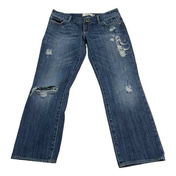 Abercrombie and Fitch Womens Jeans Size 4 Distressed Capri Blue Jeans Dark Wash - Picture 1 of 12
